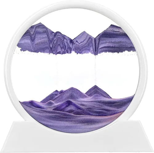 rysnwsu Imagen artística de arena en movimiento redonda de vidrio 3D de mar profundo, paisaje de arena en movimiento, regalo de arena que fluye para