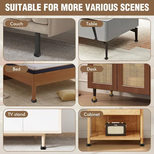 Miniatura 3 de Paquete de 8 Elevadores de Muebles Elevadores de Cama Ajustables de Servicio Pesado Elevan la Altura 1 o 2 Pulgadas, Elevadores de Cama Cuadrados