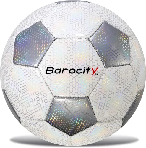 Miniatura 24 de Balón de fútbol premium para niños y niñas, balón oficial de partido con patrón hex arcoíris reflectante, duradero, para interiores, exteriores, Azul