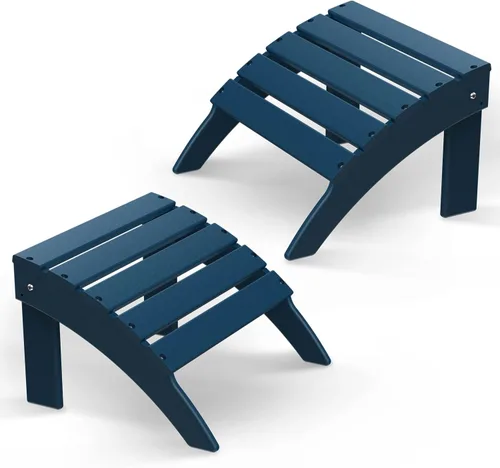Miniatura 11 de Briopaws Otomana Adirondack plegable, silla Adirondack de polietileno de alta densidad resistente a la intemperie, reposapiés de plástico para Blanco