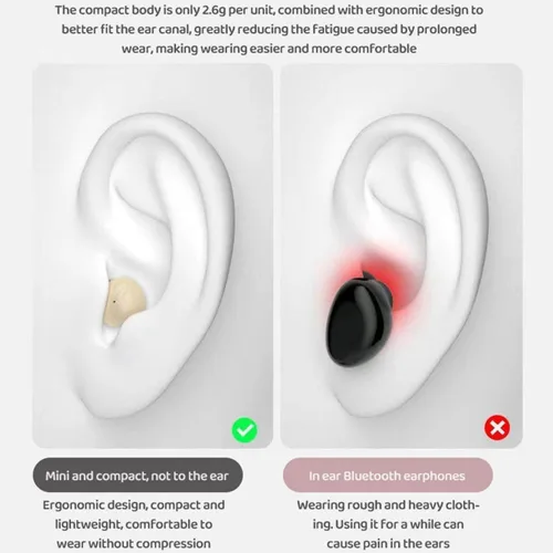 Miniatura 3 de Auriculares inalámbricos Bluetooth invisibles para dormir de lado, auriculares invisibles más pequeños, cómodos con bloqueo de ruido, auriculares