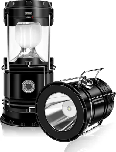 Miniatura 7 de DIBMS Linterna solar para camping, plegable LED solar recargable por USB, linterna de emergencia para colgar luces para camping, huracanes, cortes