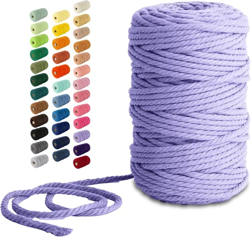 Miniatura 86 de Nook Theory - Cuerda de macramé de 3 mm, 220 yardas de cuerda de algodón, hilo de 4 mm y 5 mm, cuerda para manualidades, perfecta para colgantes