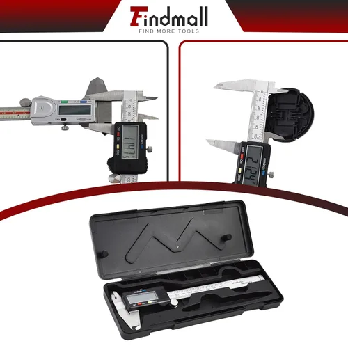 Miniatura 7 de findmall Cuerpo electrónico del acero inoxidable del calibrador de Digitaces con la pantalla LCD grande 0-6 pulgadas pulgadas/milímetro