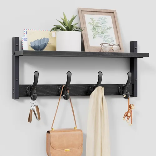 Miniatura 11 de Tatub Perchero rústico de 29 pulgadas con estante, ganchos de pared de entrada con estante, perchas para baño, sala de estar, dormitorio