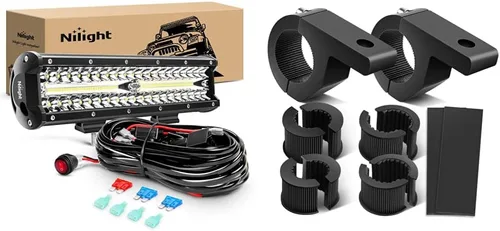 Miniatura 7 de Nilight ZH411-A 12 pulgadas, 12 pulgadas, 300 W, triple fila de inundación, combo de 30000 lm, luces LED todoterreno y barra de luz LED, 2 unids 60