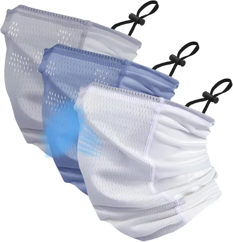 Miniatura 11 de 3 piezas de polaina de cuello de enfriamiento ajustable transpirable pasamontañas máscara facial con agujeros de malla correa protección UV cubierta