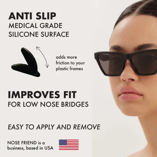 Miniatura 4 de NOSE FRIEND® 10 pares (negro y transparente), almohadillas de nariz de 0.047 pulgadas (0.047 in) de grosor para gafas, antideslizantes, puente