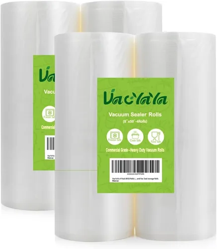 Paquete de 4 rollos de 8 x 50 (total de 200 pies) de bolsas selladoras al vacío sin BPA, resistentes, ideales para rollos de almacenamiento de