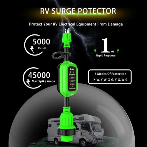 Miniatura 3 de EyGde Adaptador RV de 30 a 15 amperios 110 con protector contra sobretensiones, adaptador patentado de 15 amperios macho a 30 amperios hembra