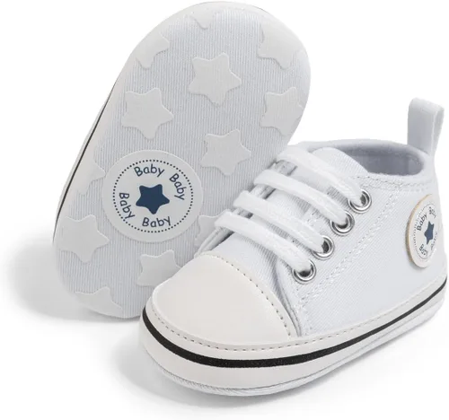 Miniatura 93 de KIDSUN zapatos deportivos altos hasta el tobillo para bebés, niños y niñas con suela antideslizante, suaves, para recién nacidos, zapatos