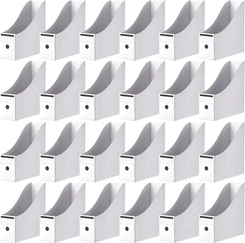 Miniatura 13 de Thenshop Organizador de 24 piezas de cartón para archivos, revistas, caja organizadora de archivos de escritorio, carpeta de almacenamiento de Negro