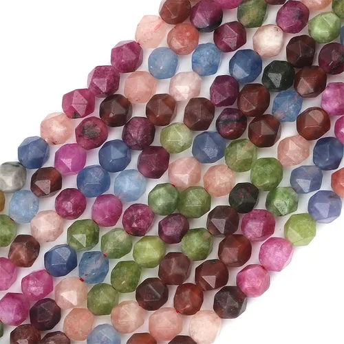 Miniatura 18 de BEADIA Cuentas redondas de facetas de piedra natural de amazonita de 6 mm para hacer joyas, tira de 36 cm