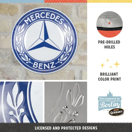 Miniatura 3 de Nostalgic-Art Cartel de hojalata retro, Ø 13.7", Mercedes-Benz – Logo – Idea de regalo para los fanáticos de Mercedes-Benz, producto
