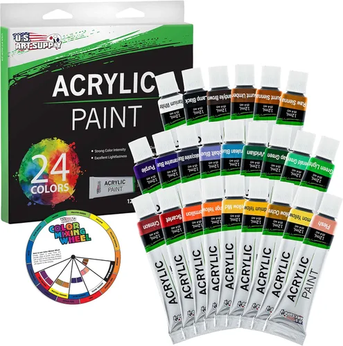 Miniatura 8 de U.S. Art Supply Juego de pintura acrílica profesional de 12 colores en tubos de 0.4 fl oz, pigmentos ricos en colores vivos para artistas