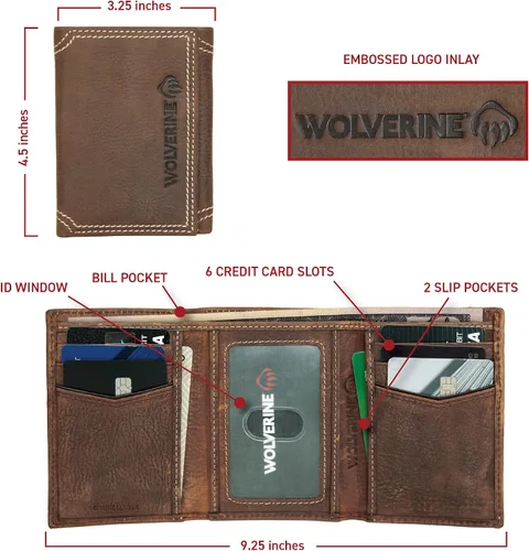 Miniatura 5 de WOLVERINE Men's Leather Trifold Wallet