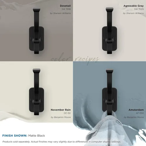 Miniatura 6 de Amerock H37007MB Gancho Decorativo de Pared Alder de Doble Púa Gancho Negro Mate para Abrigos, Sombreros, Mochilas, Bolsas Ganchos para Baño