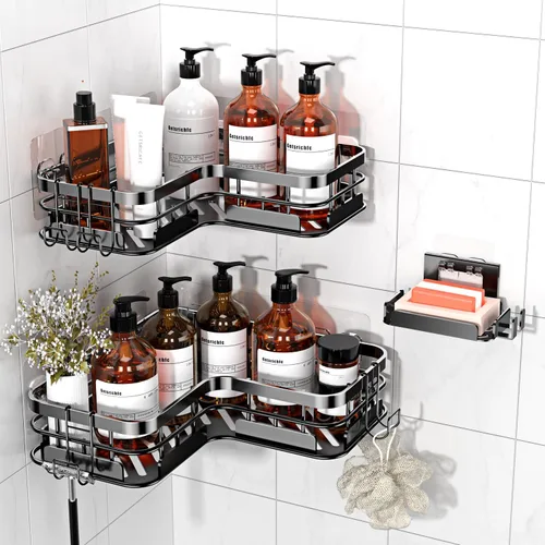 Getsrichfc Organizador de Ducha de Gran Capacidad, Organizadores de Ducha Adhesivos de Servicio Pesado con Diseño Estético Personalizado, Jabón,