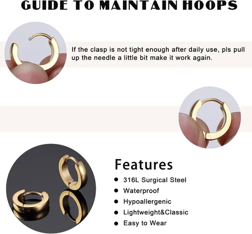 Miniatura 4 de Jstyle Aretes de aro de acero inoxidable para hombre y mujer