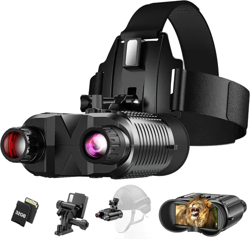 Miniatura 6 de Gafas de visión nocturna montadas en la cabeza, prismáticos de visión nocturna de 1312 pies compatibles con casco táctico militar, enfoque largo