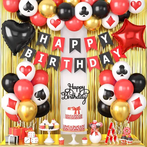Miniatura 14 de Decoraciones de cumpleaños azul marino y negro para hombres, globo de confeti negro y azul con pancarta de "Happy Birthday", cortinas con flecos