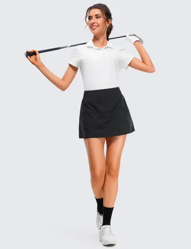 Miniatura 3 de CRZ YOGA Faldas de tenis de cintura alta para mujer con 3 bolsillos, línea A, ligeras, bonitas, atléticas, casuales, faldas pantalón