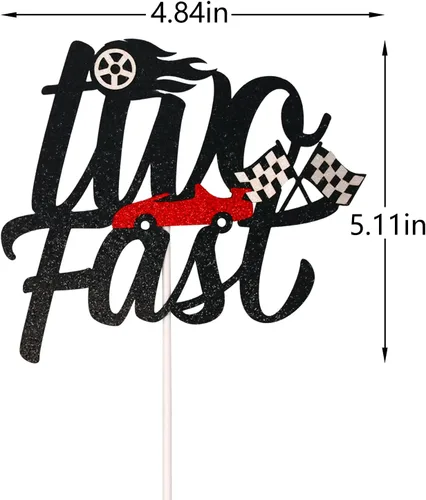 Miniatura 2 de Decoración para tartas con temática de carreras de 2º cumpleaños, suministros para niños y niños, cartel de bandera a cuadros de Hot Wheels