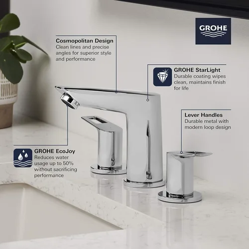 Miniatura 3 de GROHE 20225001 Bauloop, grifo de baño de tamaño M de 2 manijas de 8 pulgadas, 1.2 GPM, cromado