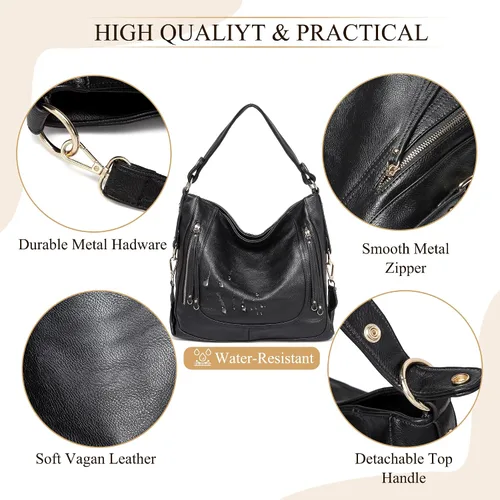 Miniatura 3 de Kasqo - Bolsas de piel grandes para mujer, con correa desmontable