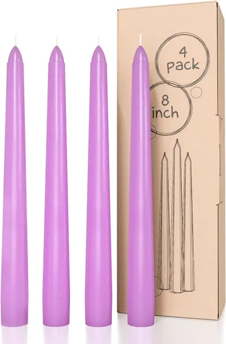 Miniatura 63 de CANDWAX Paquete de 4 velas cónicas blancas, sin goteo, de combustión lenta, sin perfume, de 12 pulgadas, ideales para mesa de comedor, candelabros