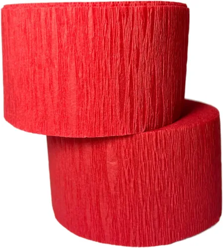 Miniatura 8 de Serpentinas de papel crepé rojo y dorado amarillo (2 rollos de cada color) Fabricadas en Estados Unidos