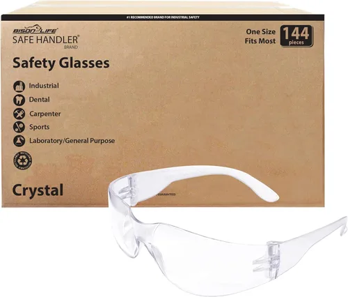 Miniatura 17 de SAFE HANDLER Gafas de seguridad con patillas de color transparente Talla única, para adultos, jóvenes, lentes de policarbonato protector