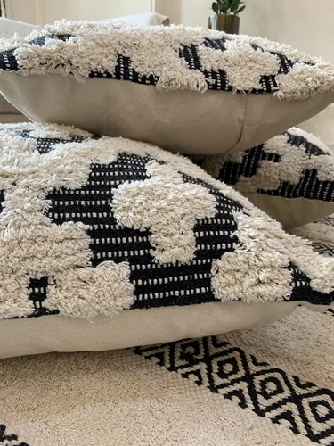 Miniatura 8 de Juego de 2 fundas de almohada bohemias para sofá, 20 x 20 pulgadas, de algodón, tejidas a mano, fundas de almohada decorativas para dormitorio, sala
