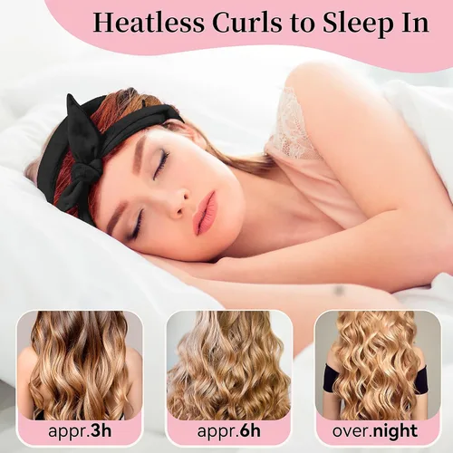 Miniatura 4 de Flylipu Diadema de Varilla Rizadora sin Calor, Mejorada de 60" Extra Larga, Rizadores de Cabello Suaves para Dormir, Rizos sin Calor para Niñas