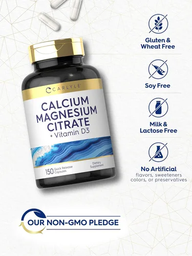 Miniatura 5 de Carlyle Citrato de calcio y magnesio con vitamina D3 150 cápsulas Suplemento sin OMG y sin gluten