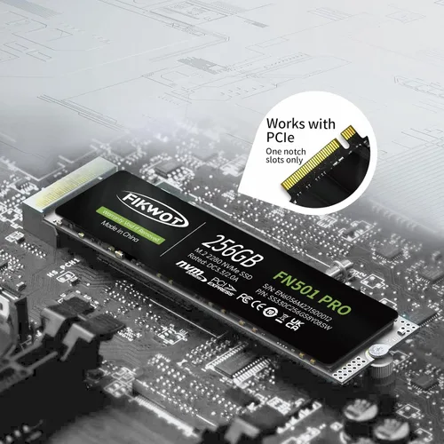 Miniatura 3 de Fikwot FN501 Pro 256GB NVMe SSD - M.2 2280 PCIe Gen3 x4 Unidad de Estado Sólido Interna con pegatina de enfriamiento de grafeno, hasta 3,500 MB/s