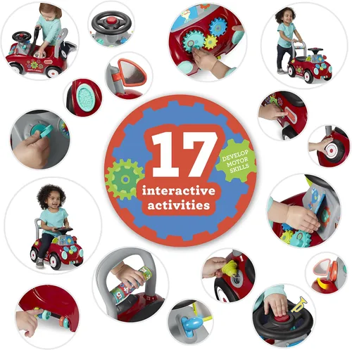 Miniatura 3 de Radio Flyer Busy Buggy, para niños pequeños de 1 a 3 años, 3 en 1 con 17 actividades sensoriales, función antipuntas, almacenamiento debajo