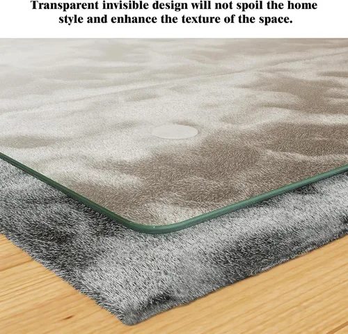 Miniatura 7 de Koonmi Tapete para silla de vidrio templado para suelos de madera dura y alfombras, 30 x 55 pulgadas, protector de piso de oficina transparente