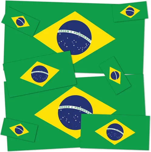 Calcomanía de bandera de Brasil, paquete de 8 unidades en total con logotipo de niños, álbum de recortes, coche, ventana, parachoques, laptop,