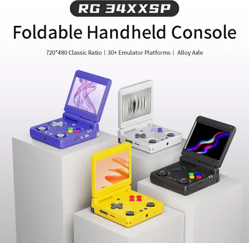 Miniatura 3 de RG34XXSP - Consola de juegos de mano retro RG34XX SP consola de juegos retro con 64G precargados más de 5000 juegos, batería de 3300 mAh, soporte