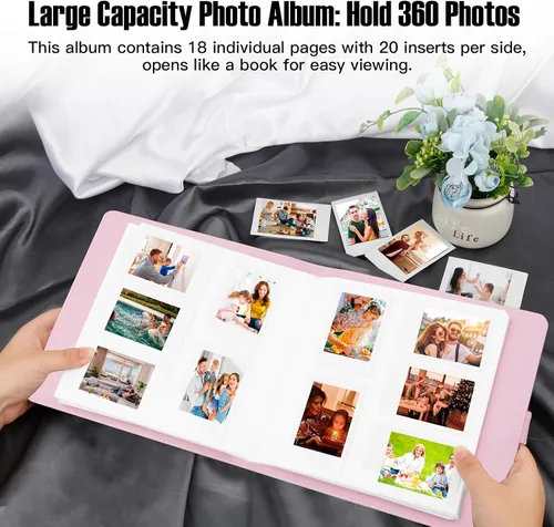 Miniatura 6 de Veicevol Álbum de fotos de 360 bolsillos para cámara Fujifilm Instax Mini, álbum para fotos Polaroid, cubierta de cuero, álbum de fotos para cámara