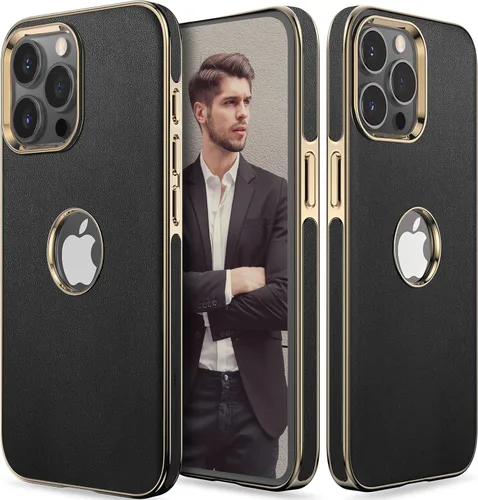 Miniatura 13 de LOHASIC Compatible con iPhone 14 Pro Max, funda delgada de cuero galvanizado dorado, antiarañazos, suave cubierta trasera protectora para hombre