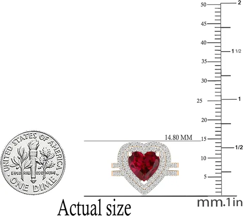 Miniatura 9 de Dazzlingrock Collection Juego de anillos de compromiso de doble halo con diamantes naturales redondos y piedras preciosas creadas en laboratorio