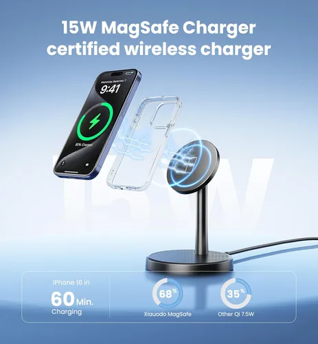 Miniatura 5 de Cargador inalámbrico magnético para iPhone, soporte de cargador rápido Mag-Safe de 15 W para iPhone 17/17 Air/17 Pro/17 Pro Max 16/15/14/13/12