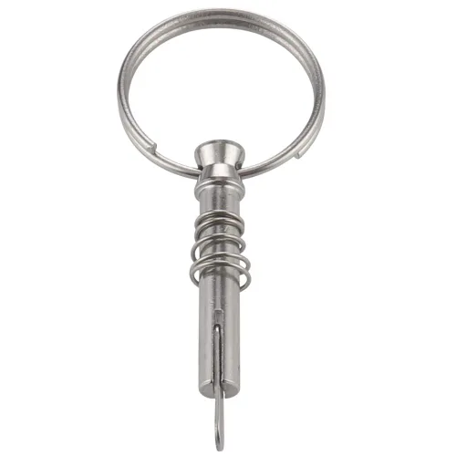 Miniatura 5 de 4 pines de liberación rápida de 1/4 pulgadas de diámetro con leva de caída y resorte, longitud útil de 0.9 pulgadas, acero inoxidable 316 completo