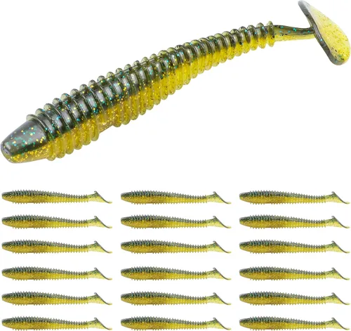 Miniatura 41 de RUNCL Swimbaits - Paleta de 10/20/30/40 unidades, cola de paleta de 5/4/3/2 pulgadas, señuelo suave para lubina de trucha, cebo de plástico duradero