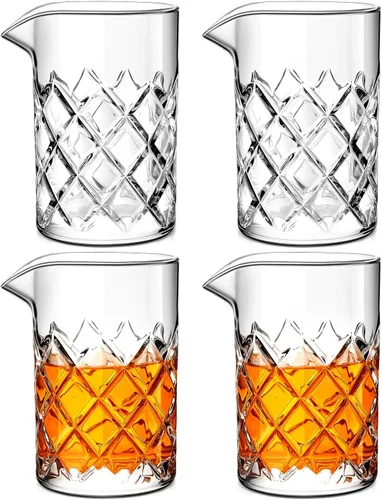 Miniatura 10 de Dandat 6 Pcs Cocktail Mixing Glass 24 oz Crystal Stirring Glass Thick Bottom Seamless Cocktail Pitcher for Home Bartender Bar Whiskey Martini Drink