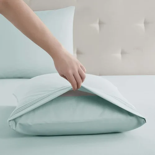 Miniatura 3 de Clara Clark Sábanas Queen, juego de 6 piezas, sábanas de lujo de hotel para cama tamaño Queen, juego de ropa de cama súper suave, color azul claro