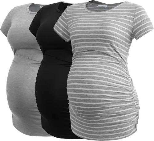 Miniatura 84 de Smallshow - Camiseta de maternidad para mujer, diseño de lados fruncidos, tipo túnica, prendas para el embarazo