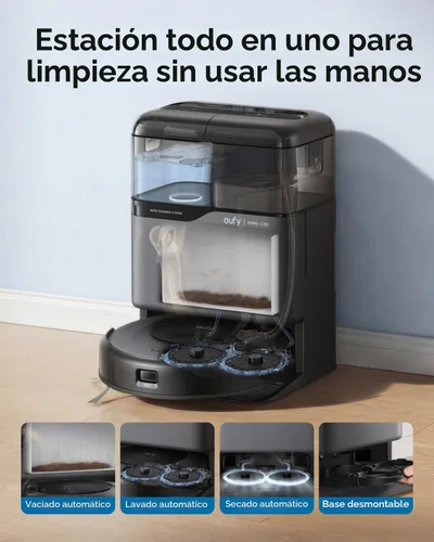Miniatura 2 de eufy Robot aspirador Omni C20, 7,000 Pa, 60 días de autovaciado, lavado automático de trapeador, secado automático, 3.35 pulgadas ultra delgado